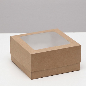 Коробка под бенто-торт, крафтовая, 16х16х8 см